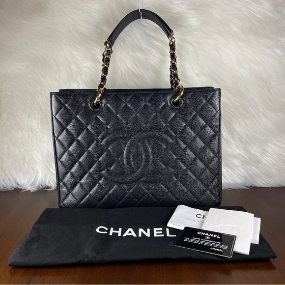 CHANEL Handbags - Chanel Black Caviar Grand Shopping Tote